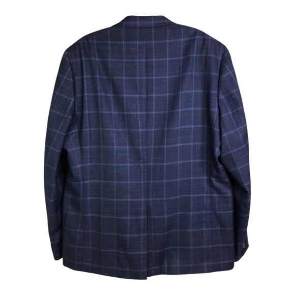 Chaps Blazer Mens Size 44R Shades of Navy Blue plaid 2 Button Classic - Picture 6 of 8